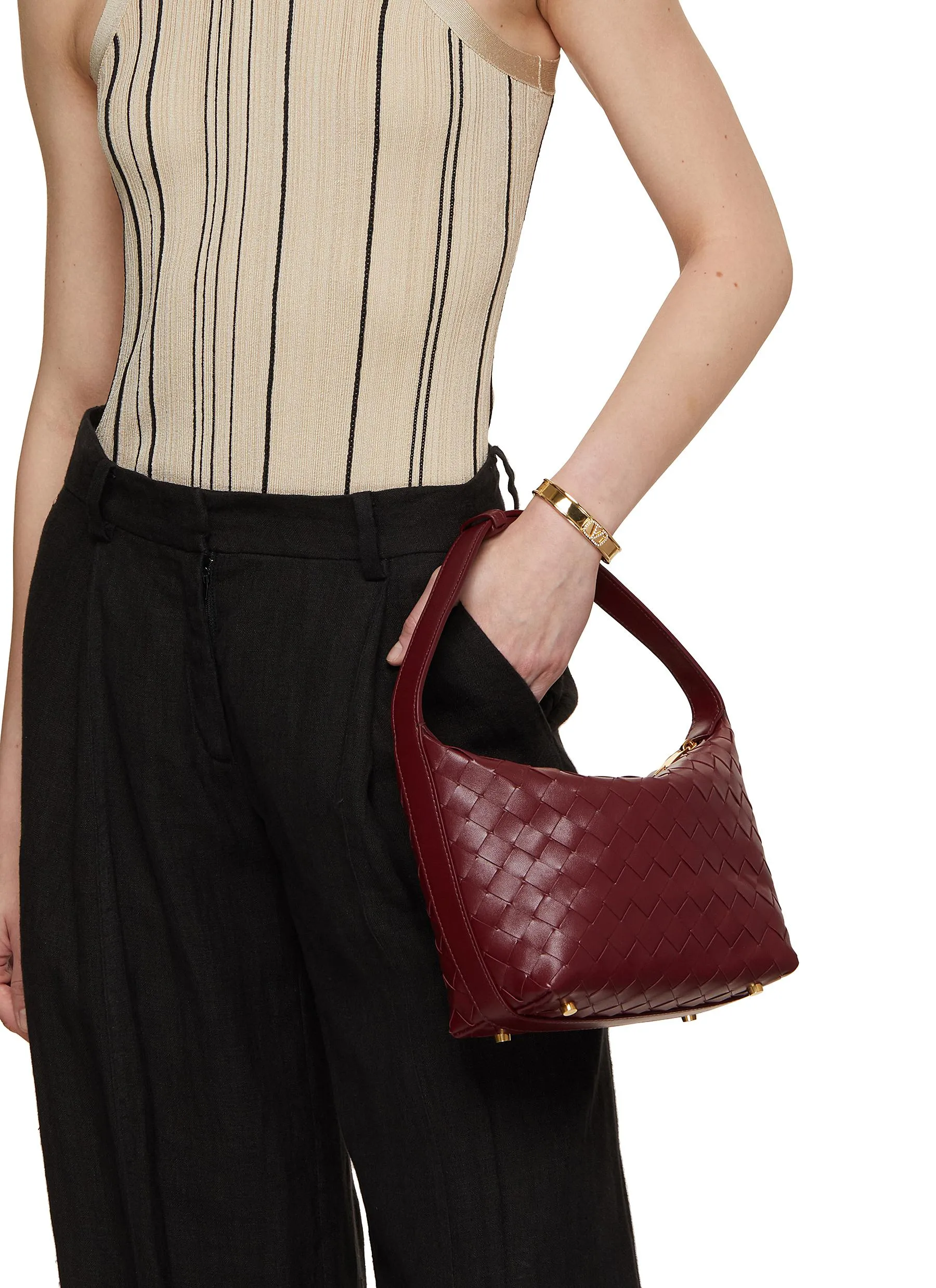 -----------BOTTEGA VENETA ---- ------------DARK RED ----Mini Wallace Intrecciato Leather Bag --