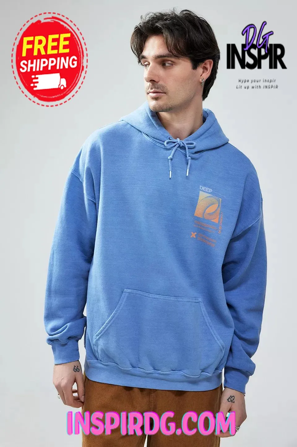 -Urban OutFitters UO Blue Deep Connection Hoodie