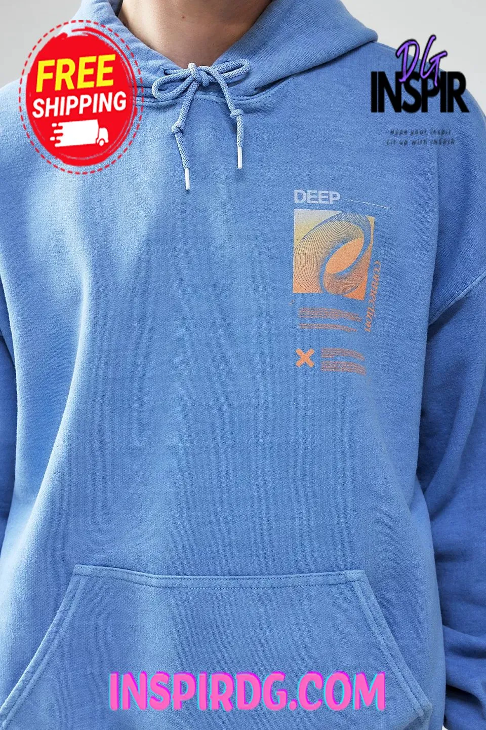 -Urban OutFitters UO Blue Deep Connection Hoodie