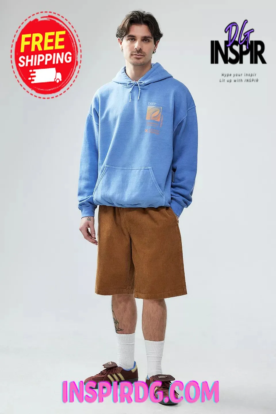 -Urban OutFitters UO Blue Deep Connection Hoodie