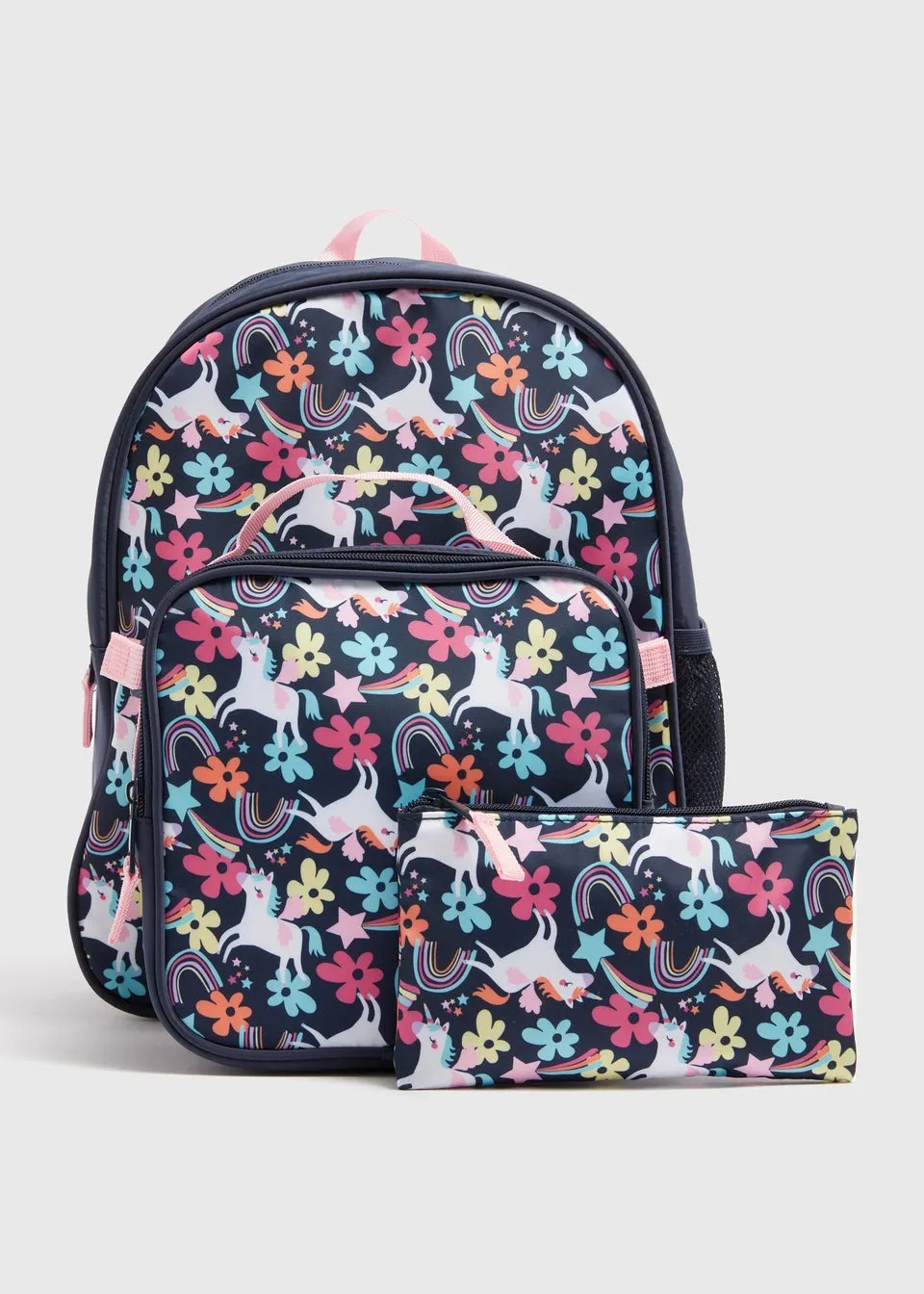 3 Pack Girls Black Unicorn Backpack Set