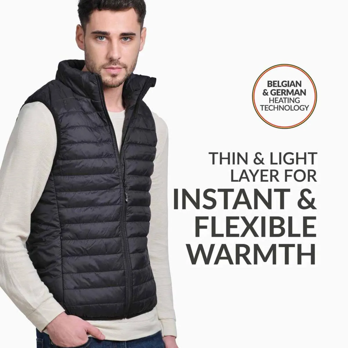 30seven Men's Heated Regular Fit Sleeveless Vest - 5 Volt