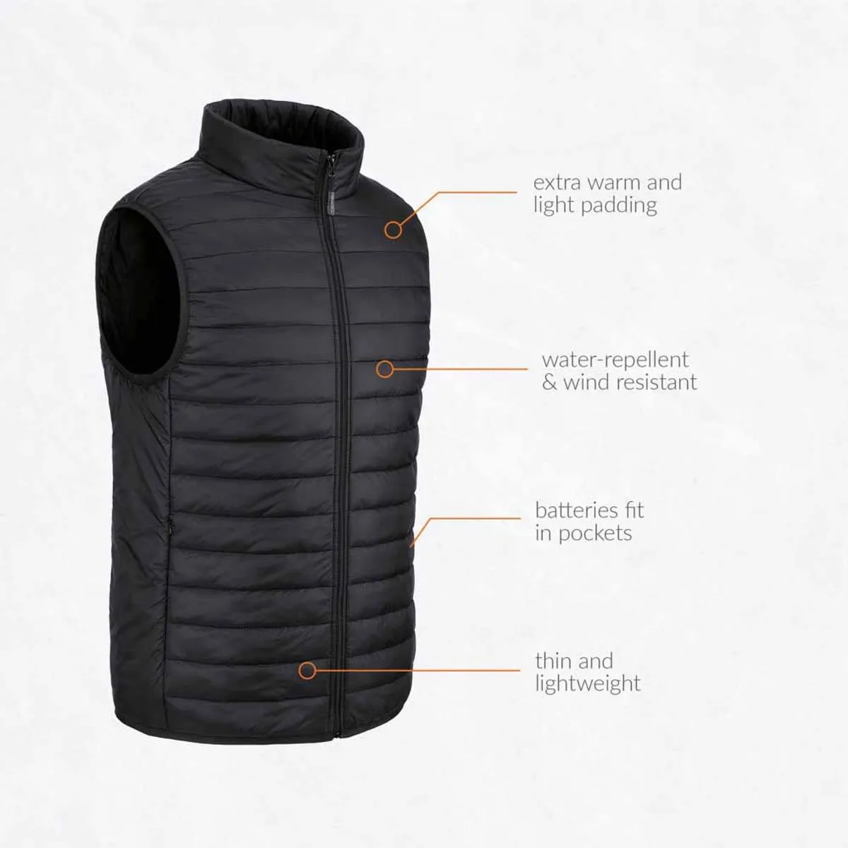 30seven Men's Heated Regular Fit Sleeveless Vest - 5 Volt