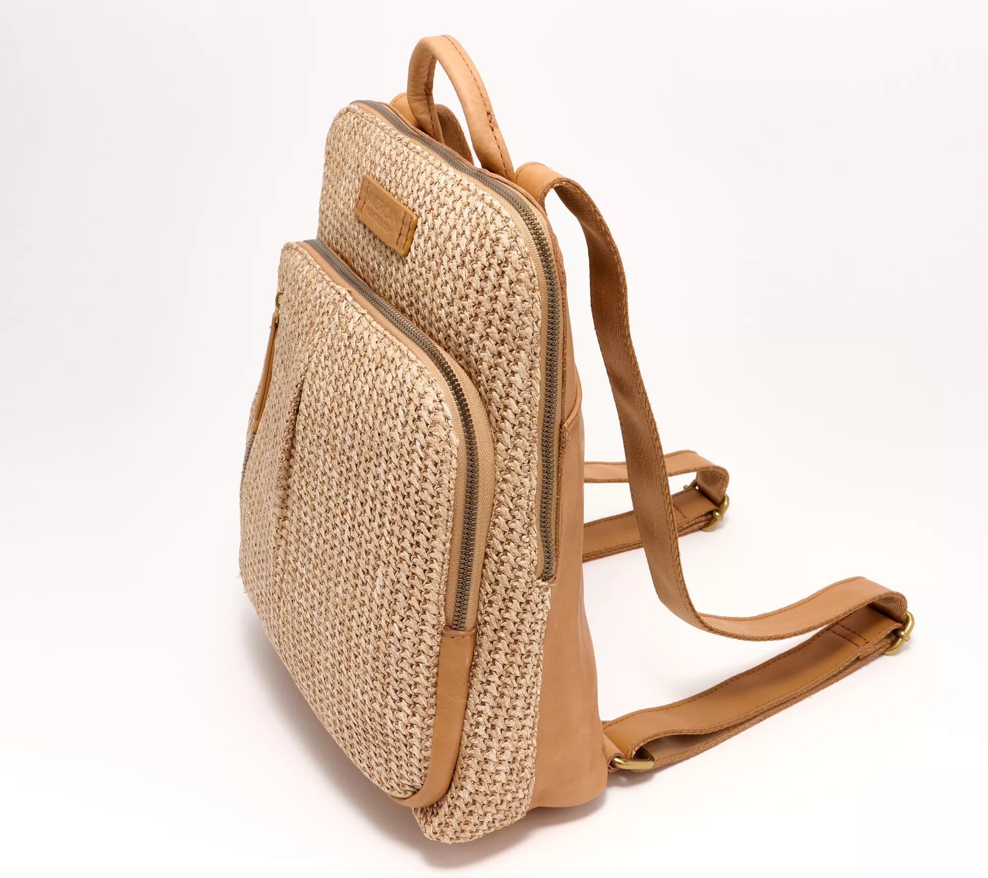 "As Is" American Leather Co. Raffia Backpack