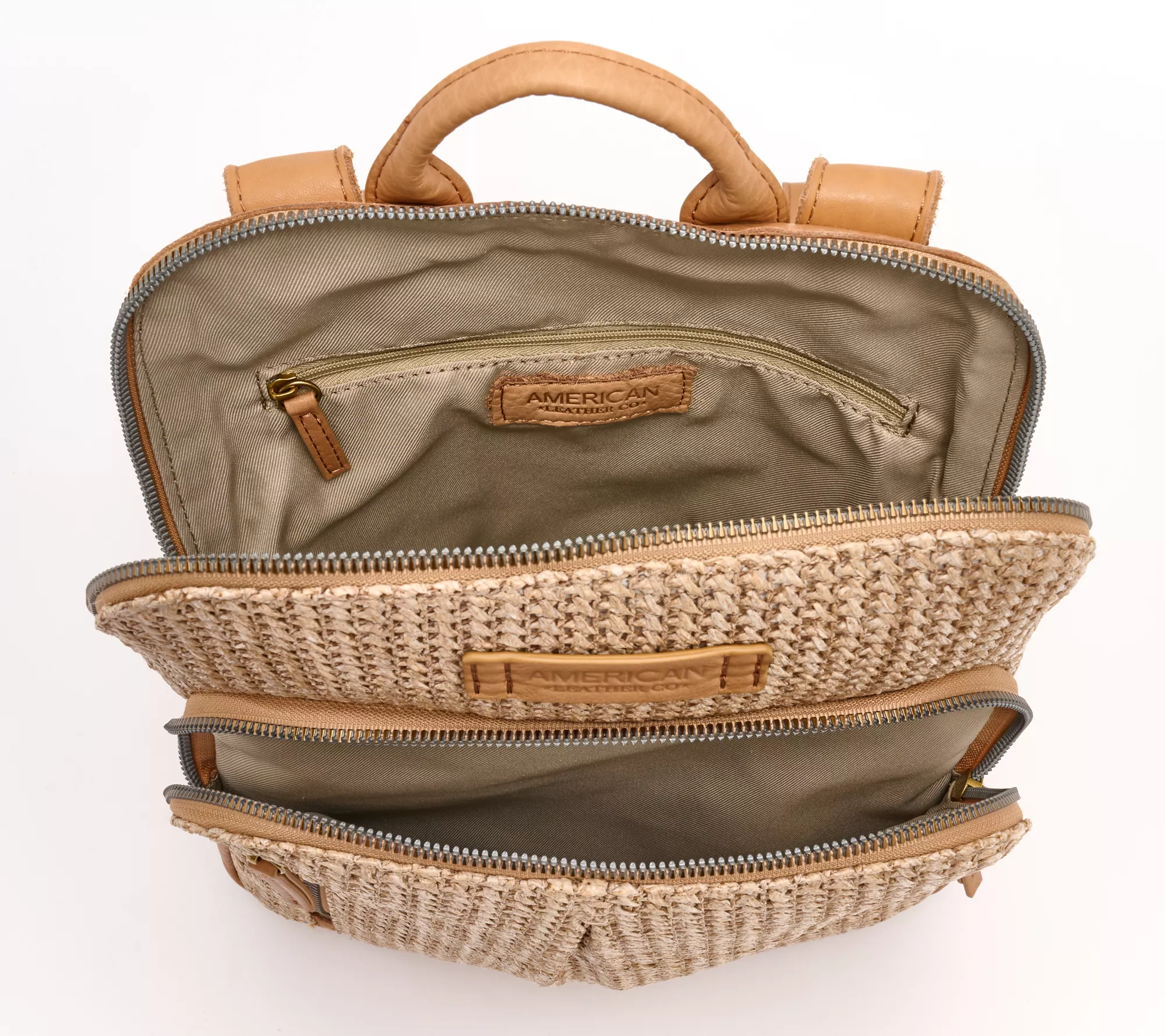 "As Is" American Leather Co. Raffia Backpack