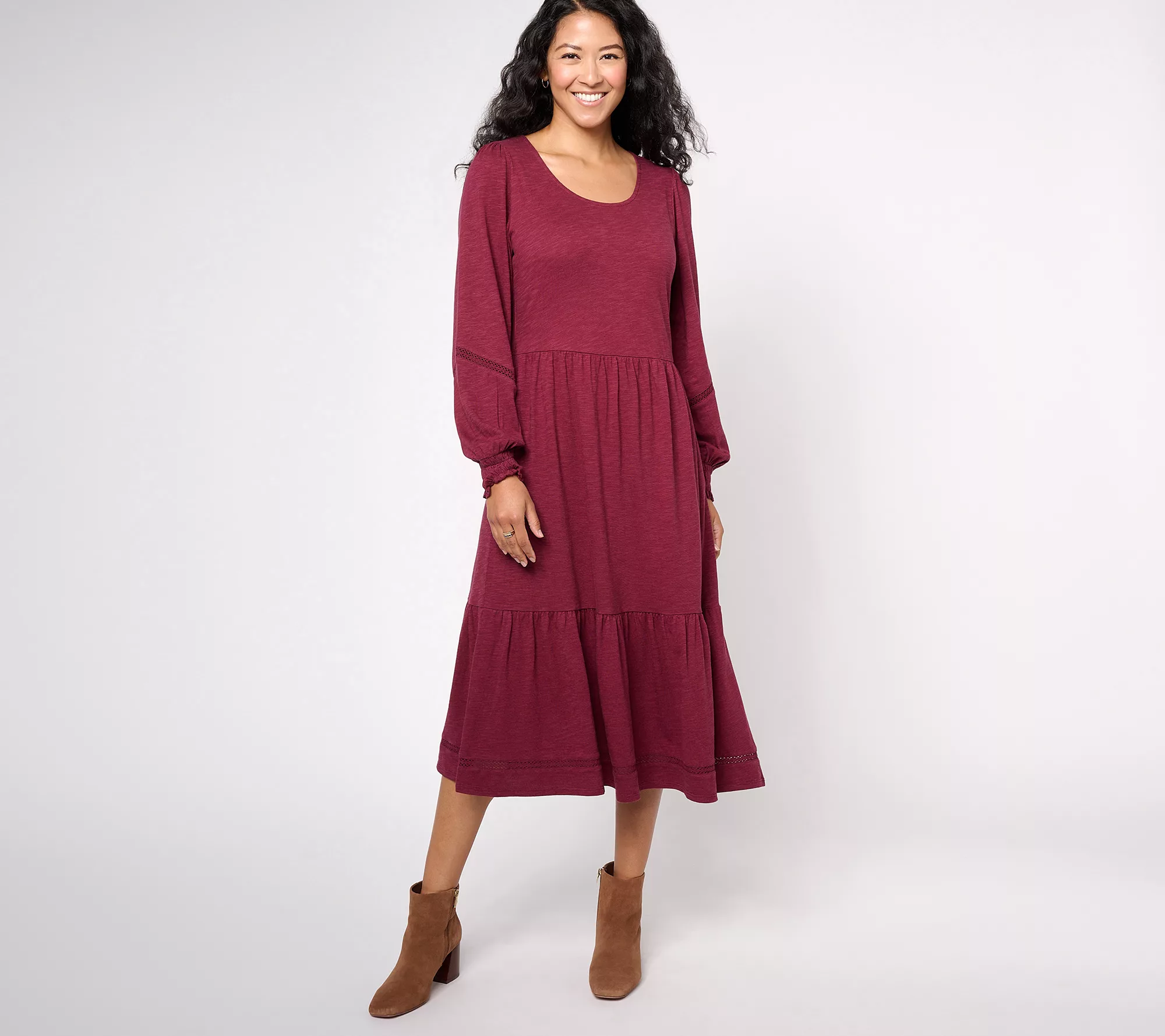 "As Is" Denim & Co. Canyon Retreat Petite Easy Midi Boot Dress