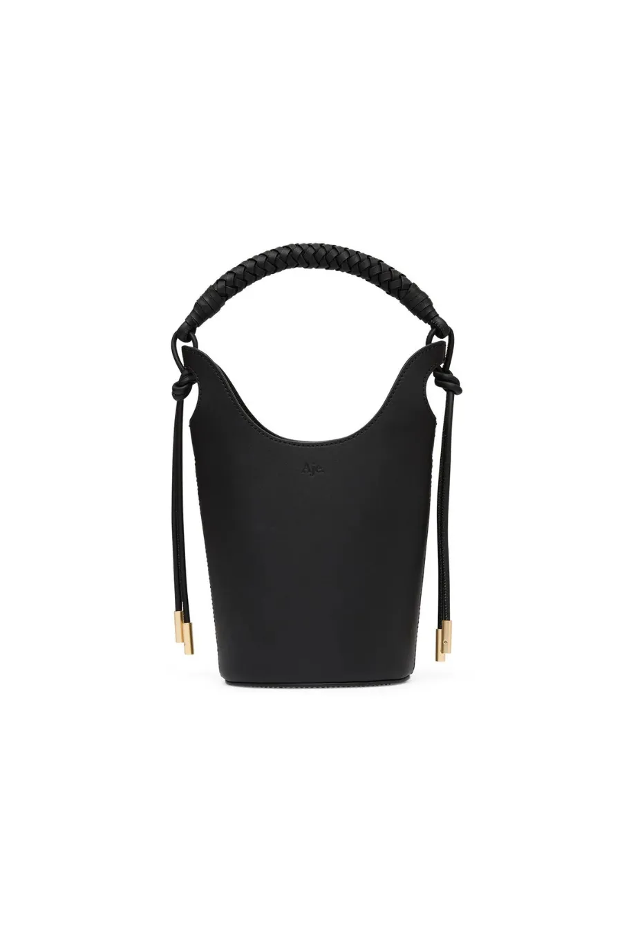 Aje Louise Leather Bucket Bag Black