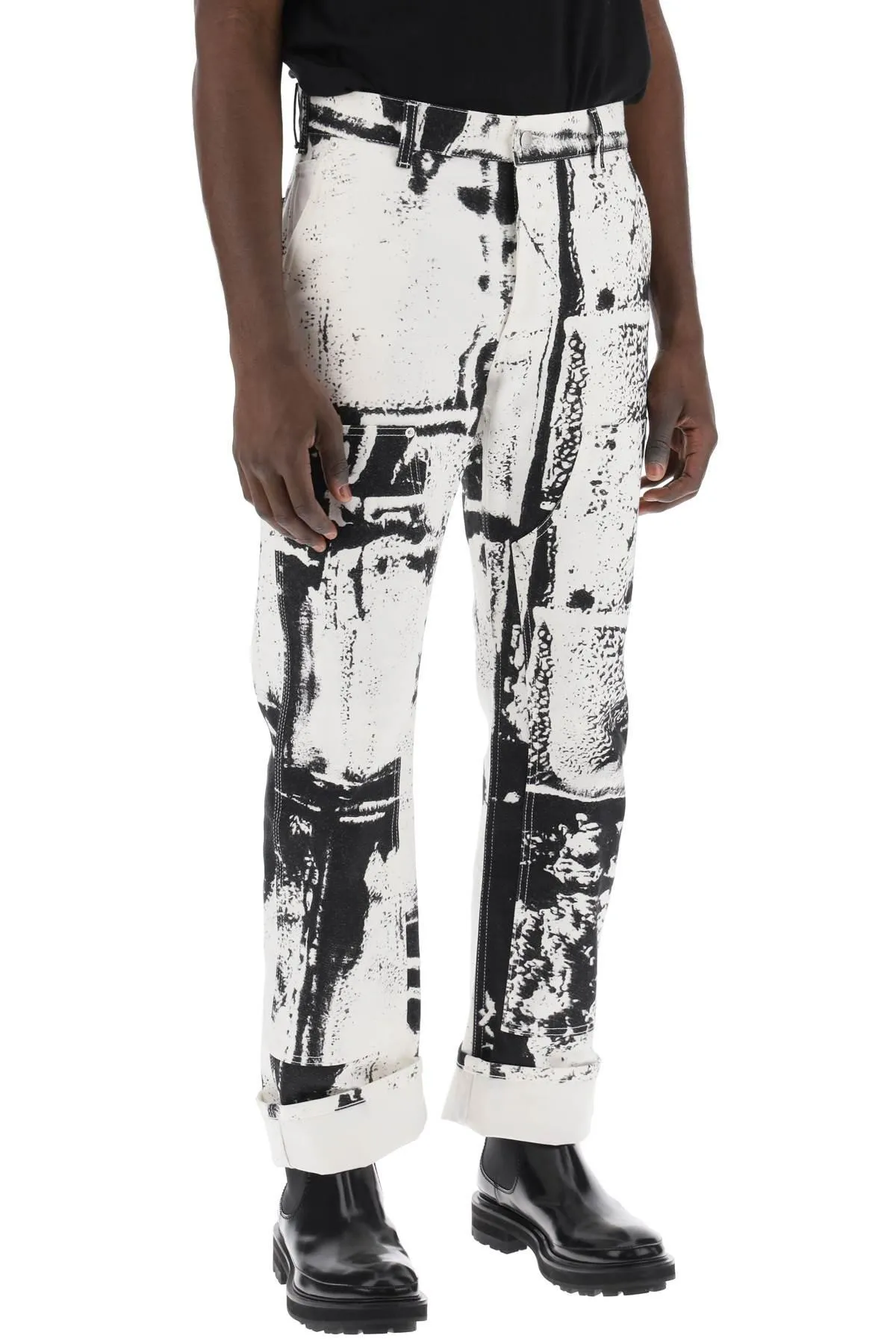 Alexander McQueen    Alexander Mcqueen Fold Print Workwear Jeans