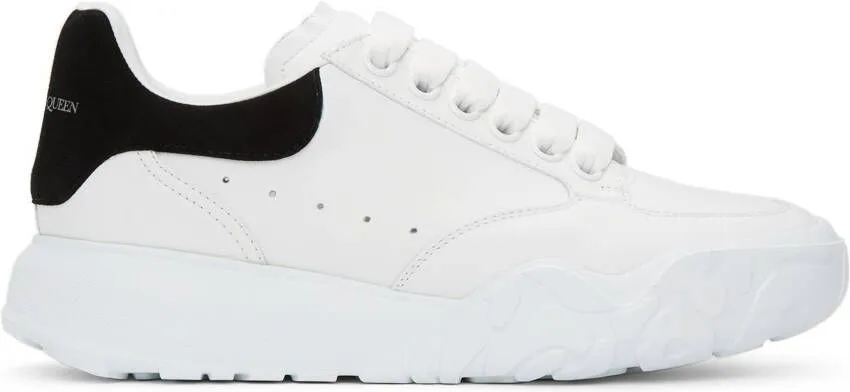 Alexander McQueen White & Black Court Trainer Sneakers