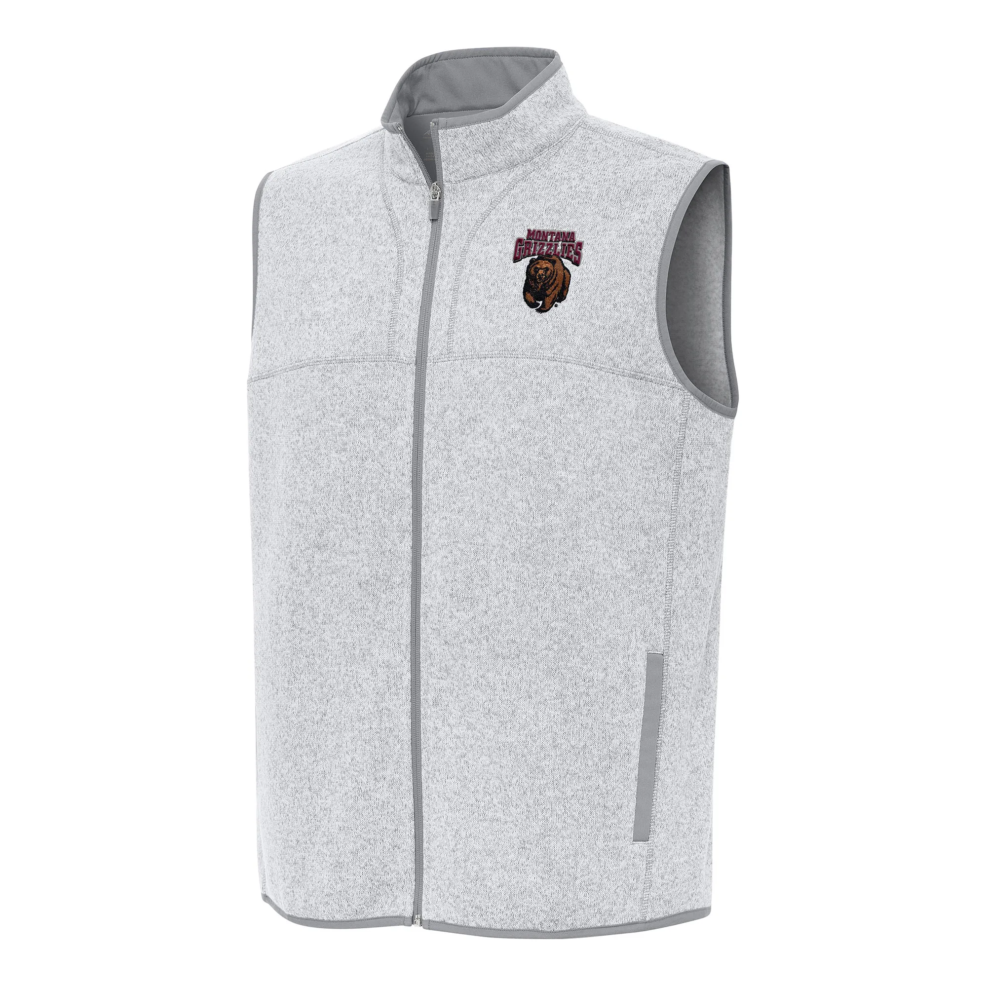 Antigua Montana Grizzlies Heather Gray Fortune Full-Zip Vest