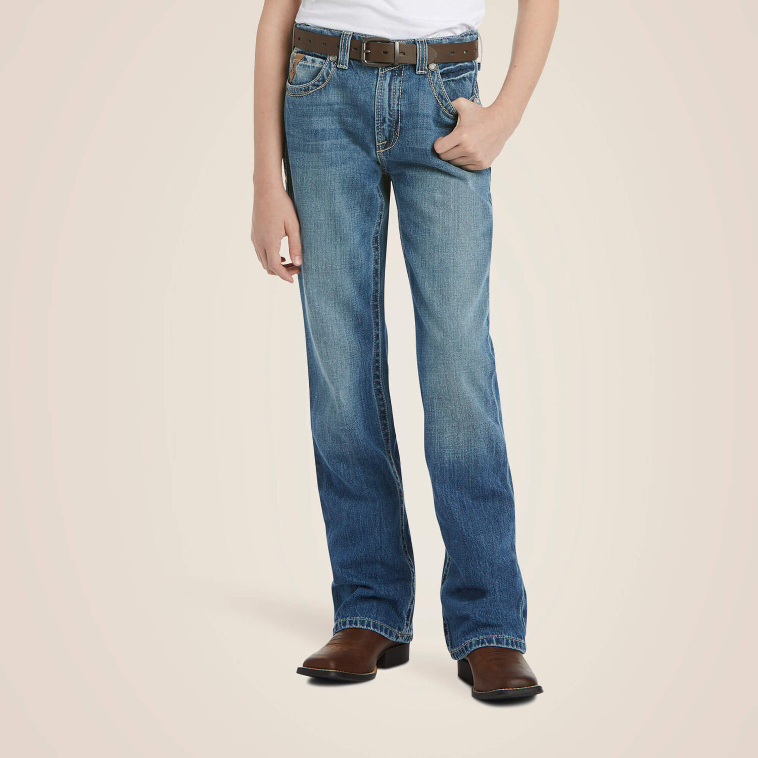 Ariat Boy's B4 Relaxed Boundary Boot Cut Jean in Dakota