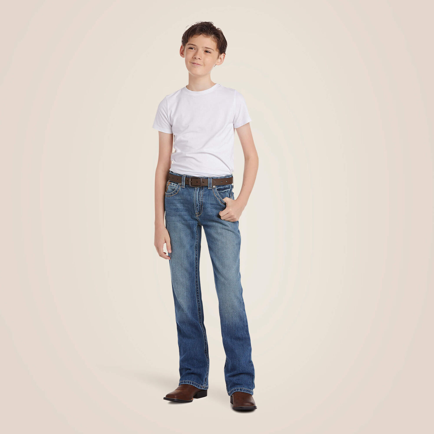 Ariat Boy's B4 Relaxed Boundary Boot Cut Jean in Dakota