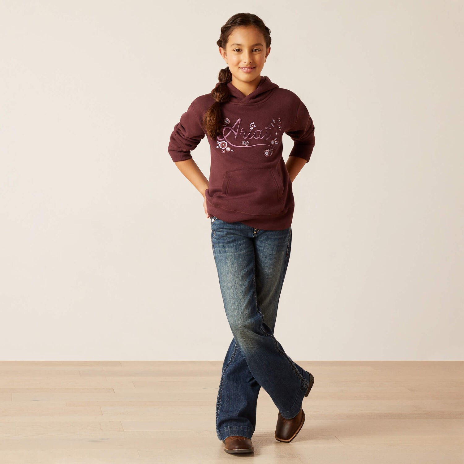 Ariat Kids' Flora Hoodie in Clove Brown