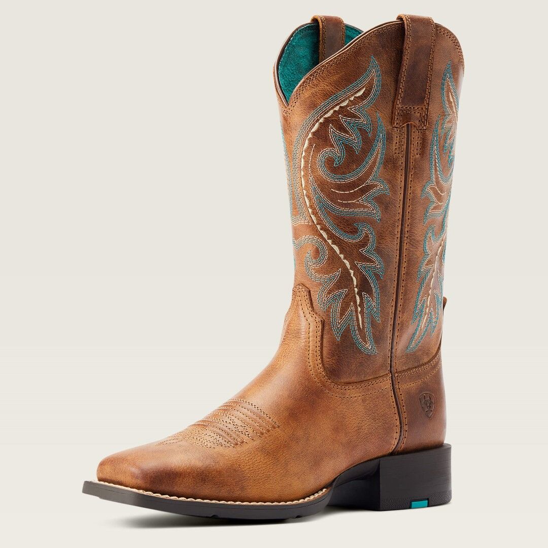 Ariat Women's Round Up Back Zip Western Boot in Desert Sand