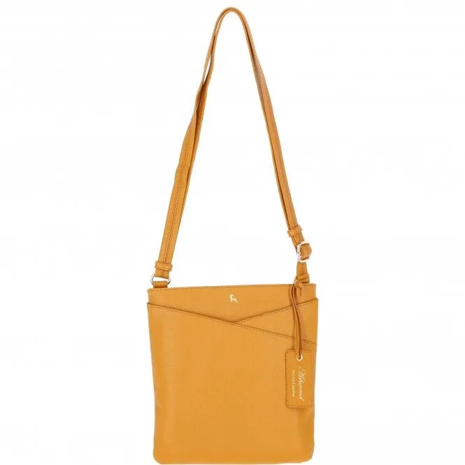 Ashwood Curve  Zip Top Leather Cross Body Bag Mustard: 64640/curve