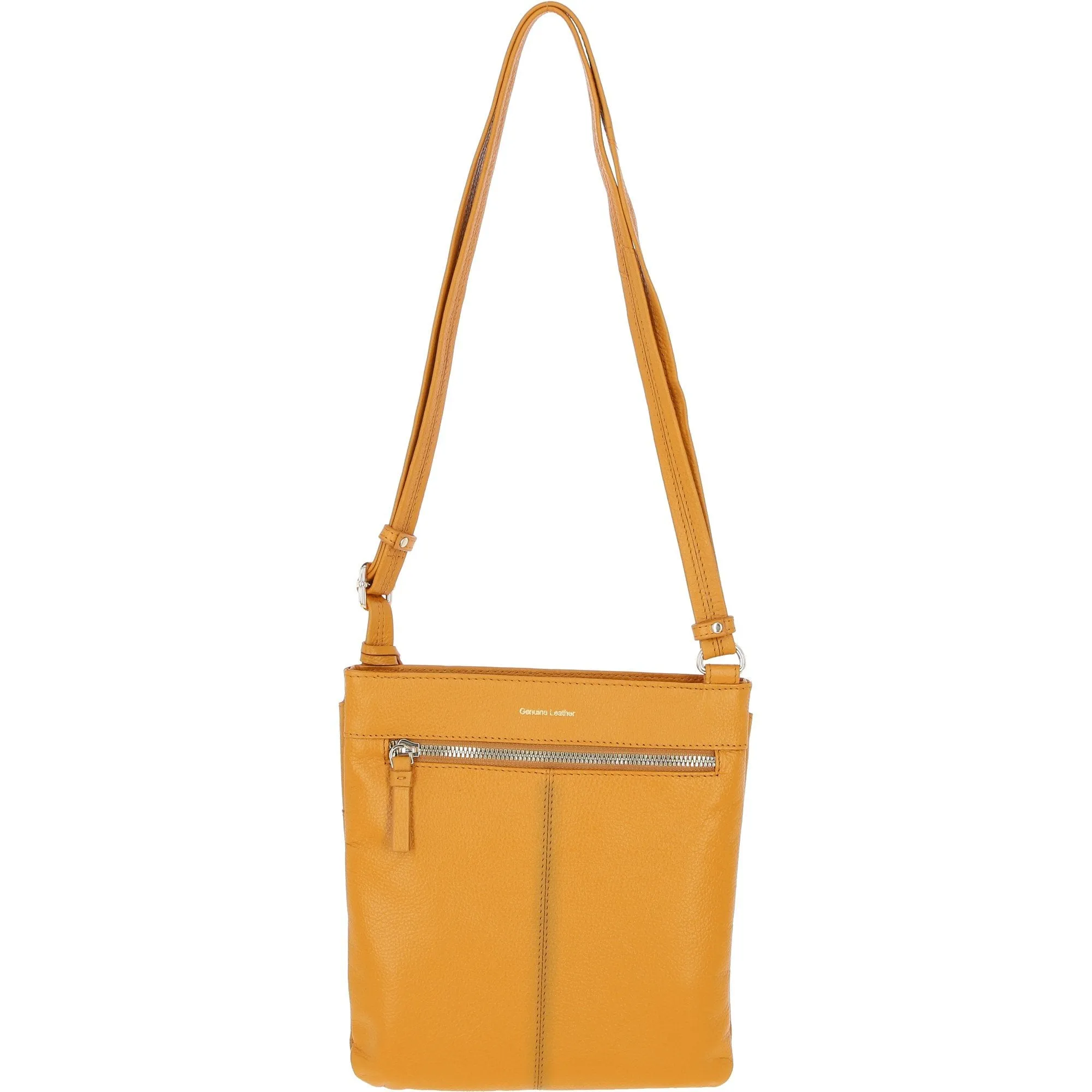 Ashwood Curve  Zip Top Leather Cross Body Bag Mustard: 64640/curve