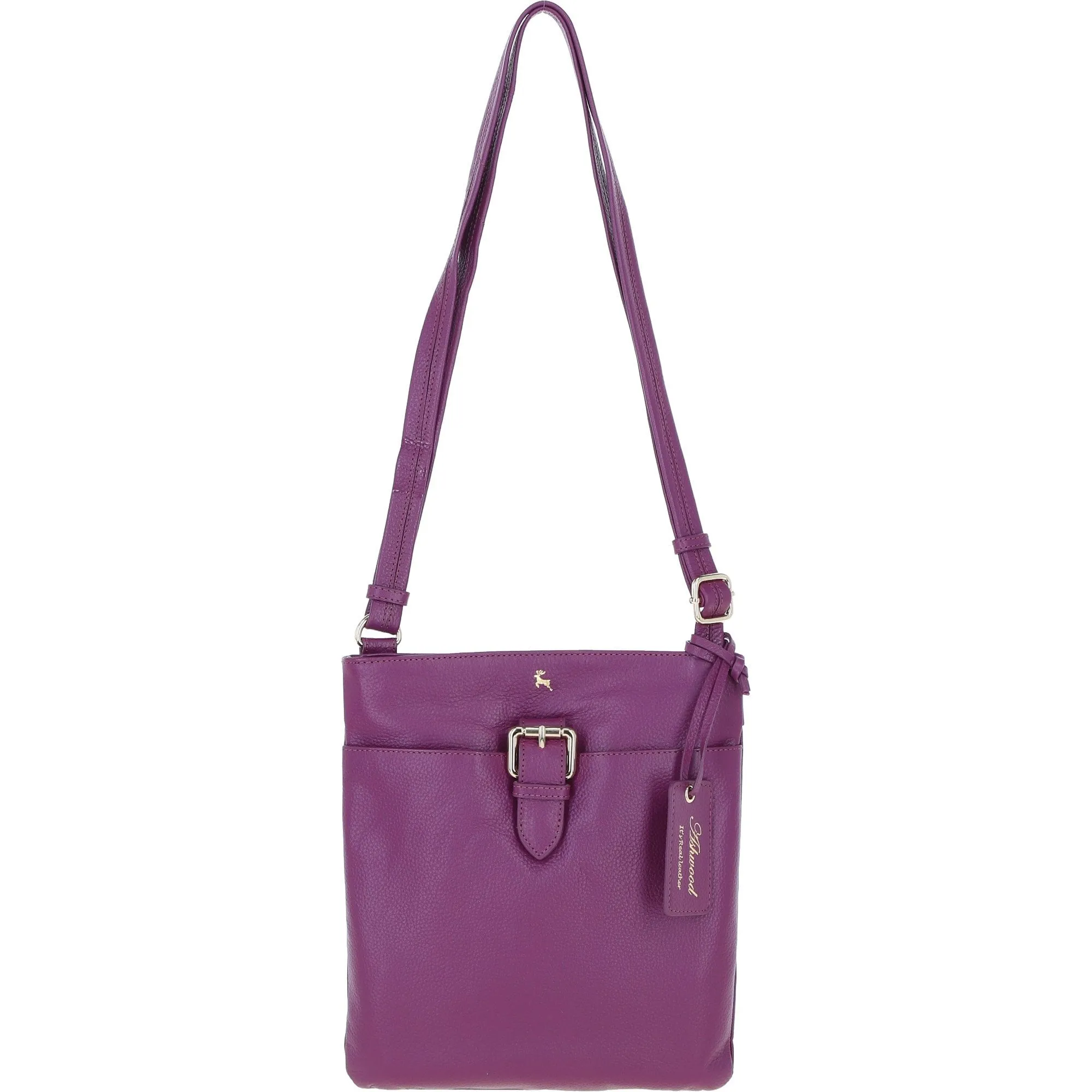 Ashwood Leather Smart Tab Cross Body Bag Raspberry: 63621/Tab