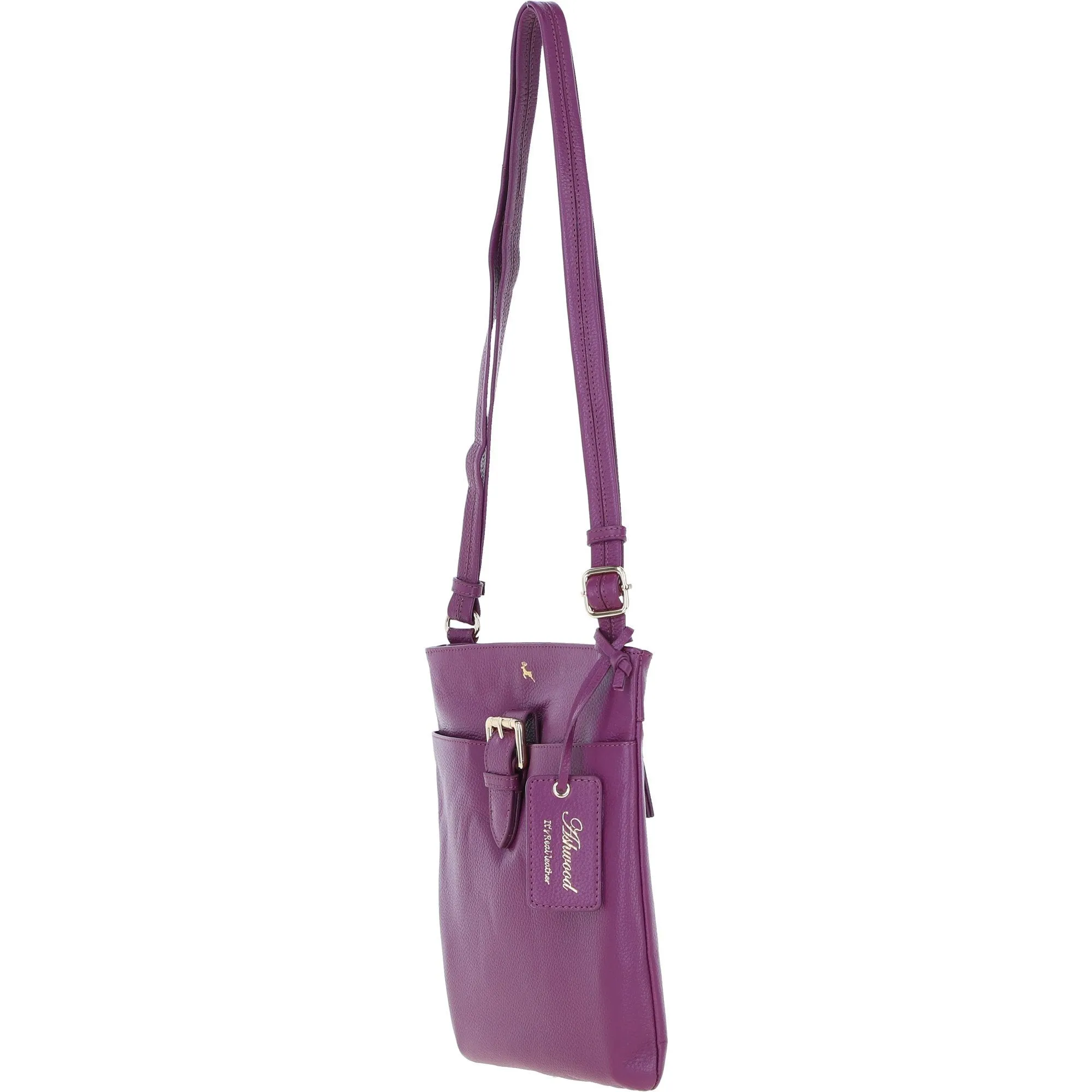 Ashwood Leather Smart Tab Cross Body Bag Raspberry: 63621/Tab