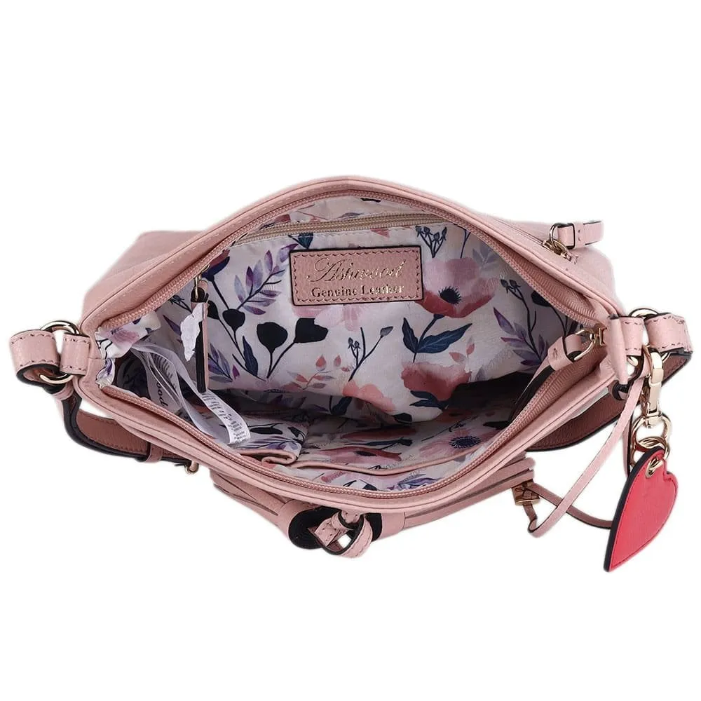 Ashwood Medium Leather Cross Body Bag Peach Whip: J-11