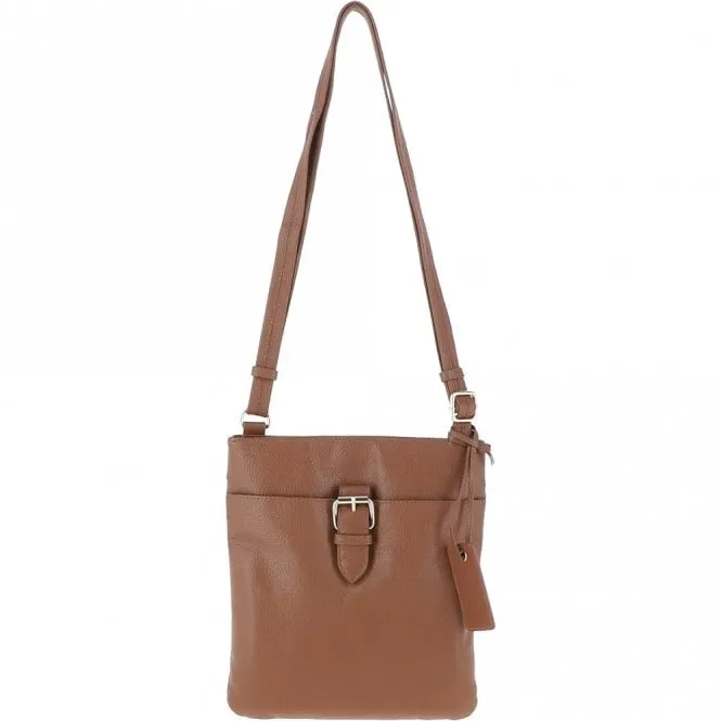 Ashwood Zip Top Leather Cross Body Bag Tan: SB Buckle