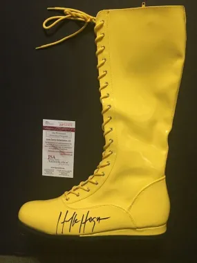 Autographed/Signed Hulk Hogan Yellow WWE Wrestling Boot/Shoe JSA COA