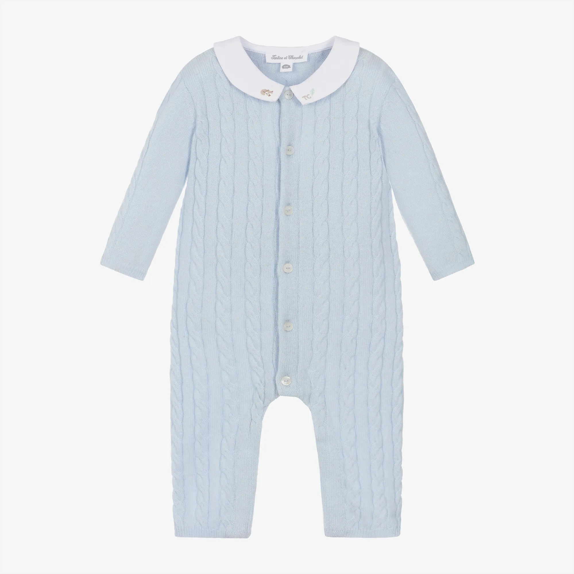 Baby Boys Blue Wool & Cashmere Romper