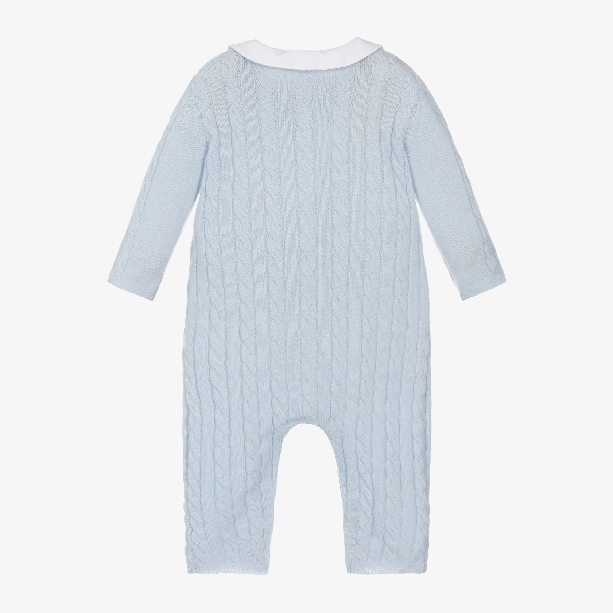 Baby Boys Blue Wool & Cashmere Romper