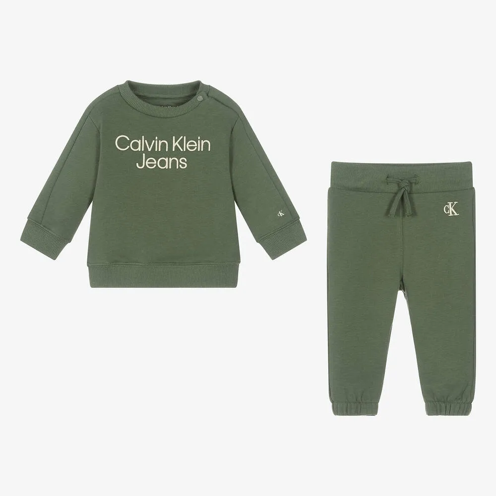 Baby Khaki Green Cotton Tracksuit Gift Set