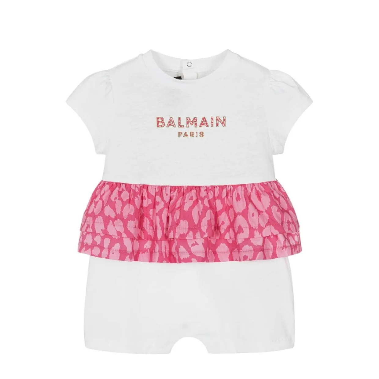 Balmain Baby Leopard Print Logo Romper