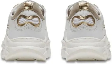 Balmain Kids metallic-effect leather sneakers White