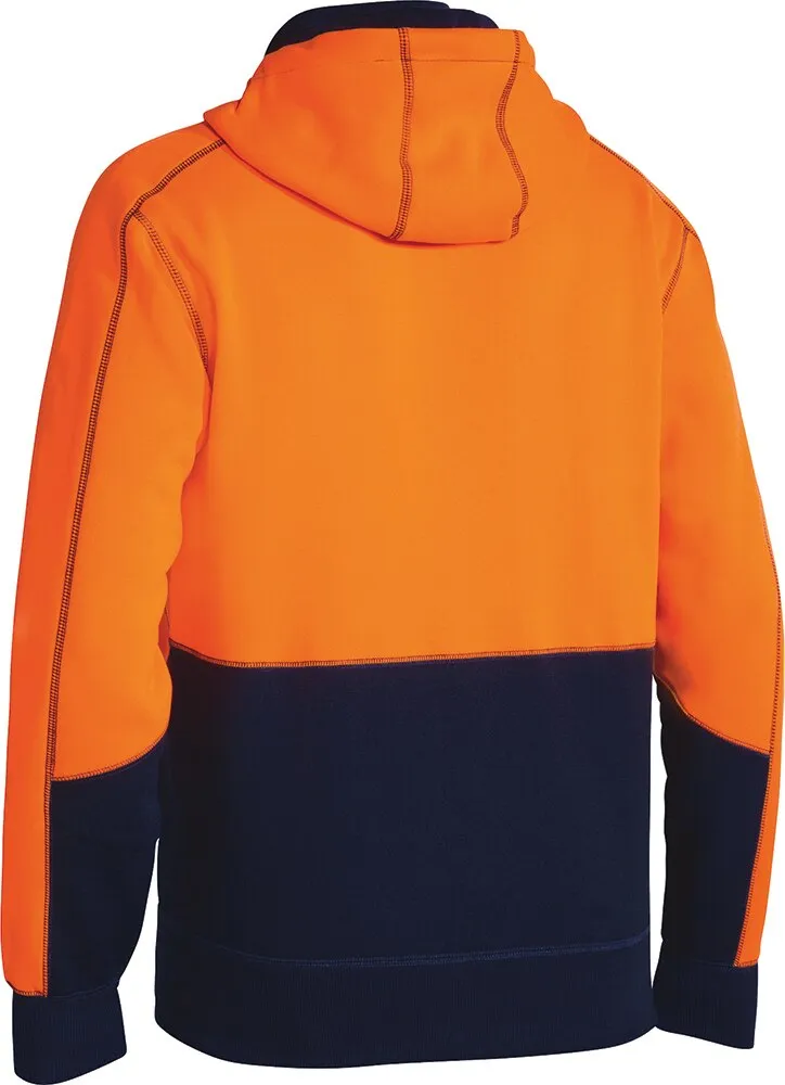 Bisley Workwear BK6819_TT05 Hoodie - Hi-Vis - Zip Front - Fleece - Orange/Navy - XS