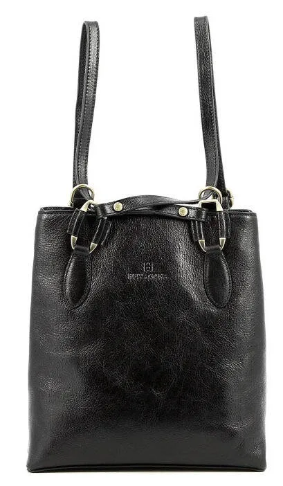 Black leather cowhide transformable bag 114952