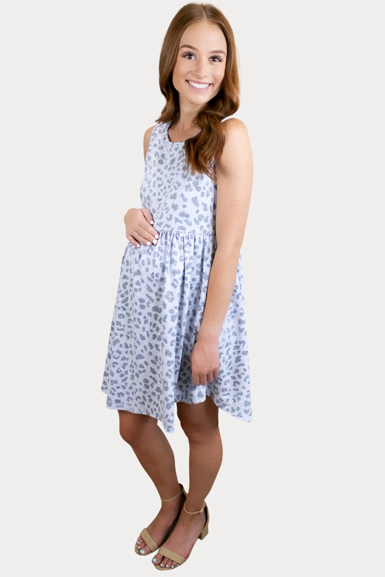 Blue Leopard Babydoll Maternity Dress