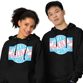 Blue Pink White Teen 'TRANS GIRL POWER' Pride Black Jersey Lined Hoodie