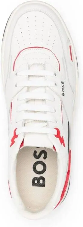 BOSS logo-print panelled leather sneakers White