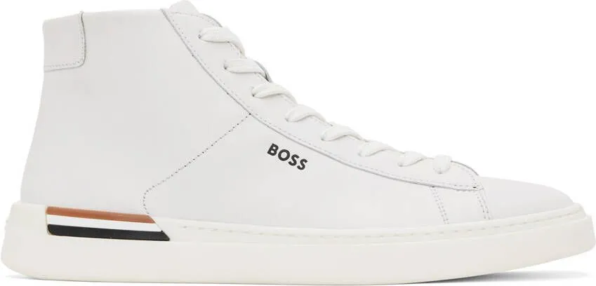 BOSS White Logo High-Top Sneakers