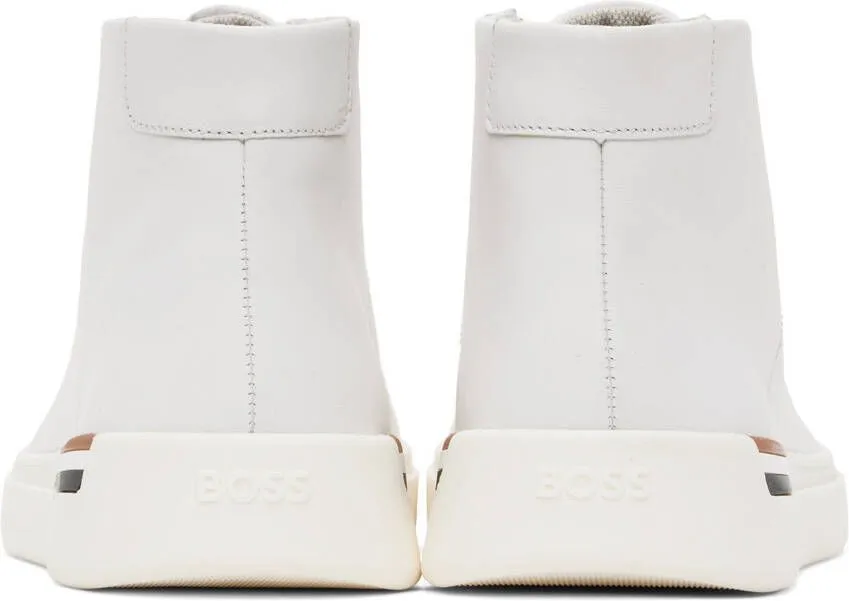 BOSS White Logo High-Top Sneakers