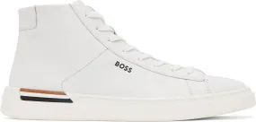 BOSS White Logo High-Top Sneakers