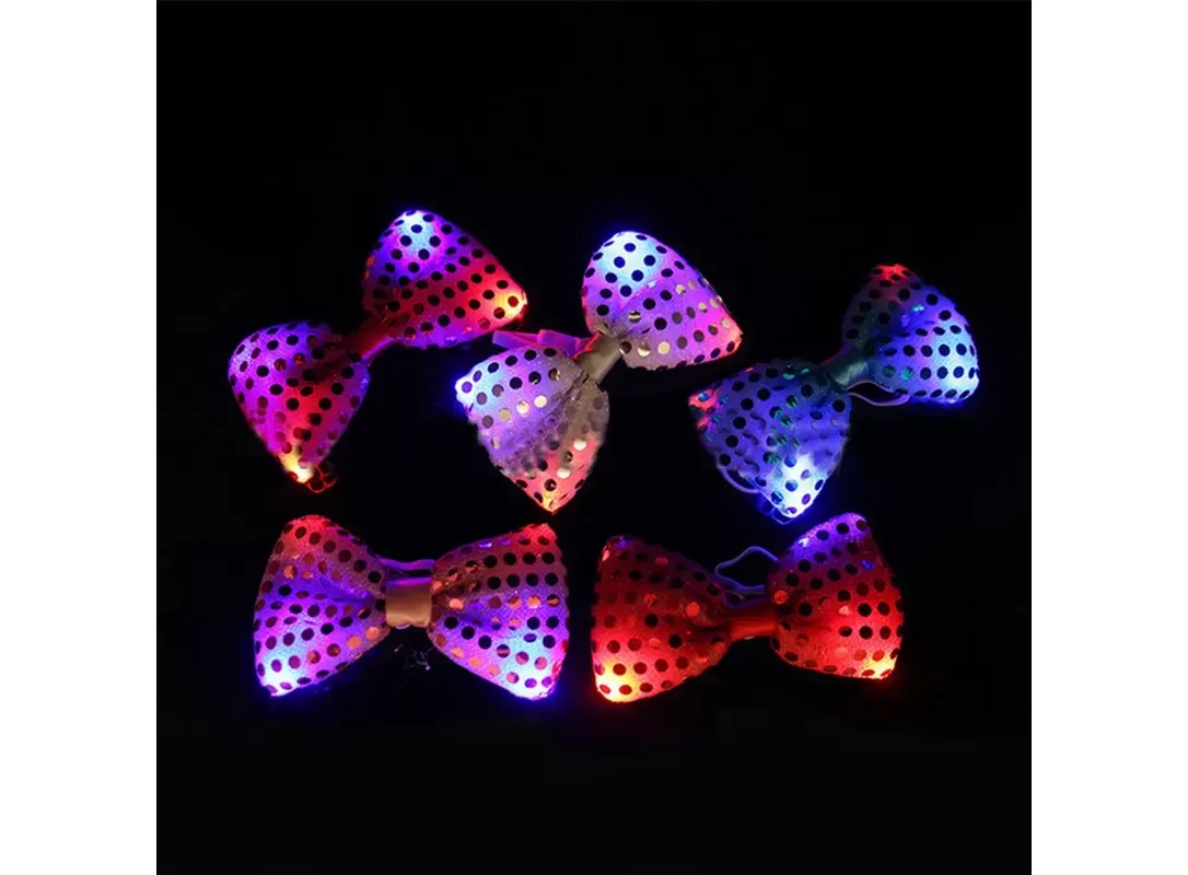 Bowtie Flashing Light Up Sequin Necktie LED Bow Tie Necktie Club Bar Xmas Party Women Tie Wedding Bowtie Luminous Gift