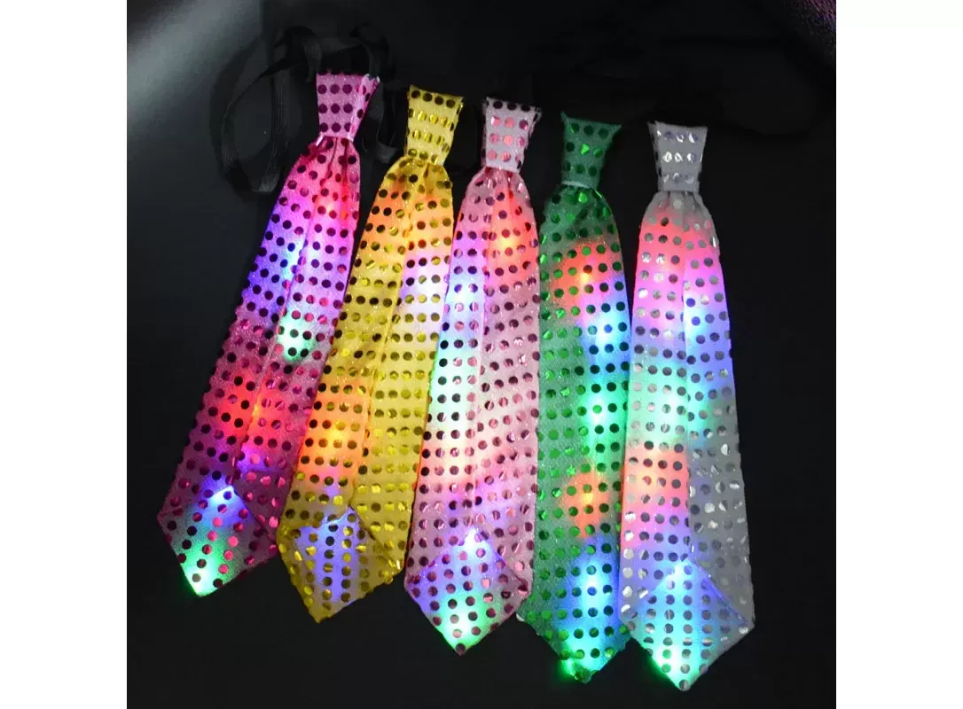 Bowtie Flashing Light Up Sequin Necktie LED Bow Tie Necktie Club Bar Xmas Party Women Tie Wedding Bowtie Luminous Gift