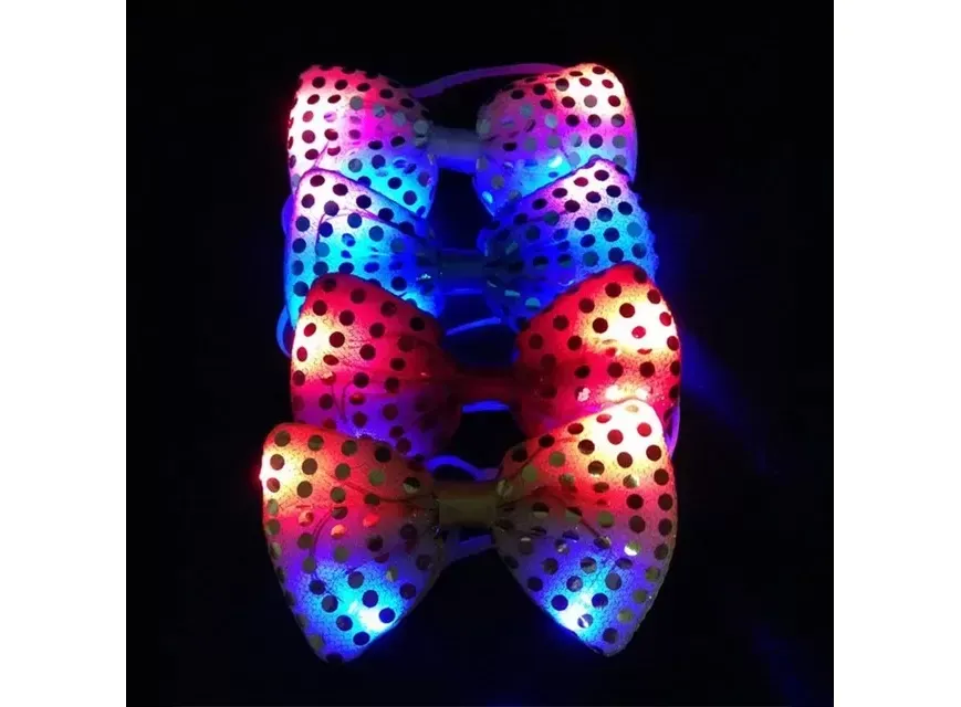 Bowtie Flashing Light Up Sequin Necktie LED Bow Tie Necktie Club Bar Xmas Party Women Tie Wedding Bowtie Luminous Gift