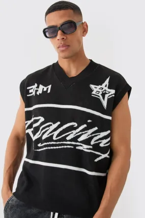 Boxy Oversized Moto V Neck Vest | boohooMAN UK