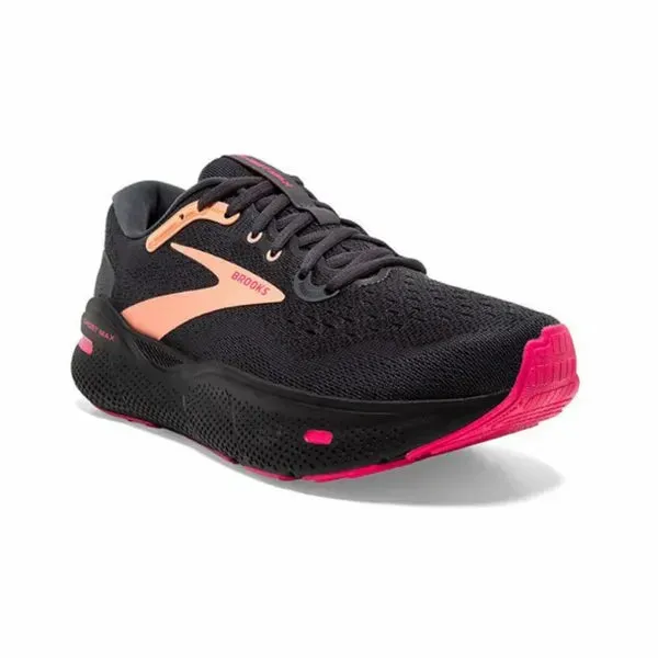 Brooks Women's Ghost Max Running Shoe - Black/Papaya/Raspberry 1203951B049