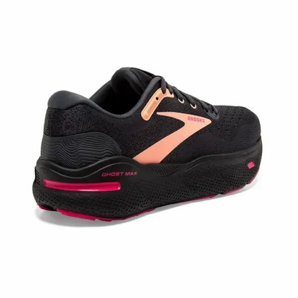 Brooks Women's Ghost Max Running Shoe - Black/Papaya/Raspberry 1203951B049