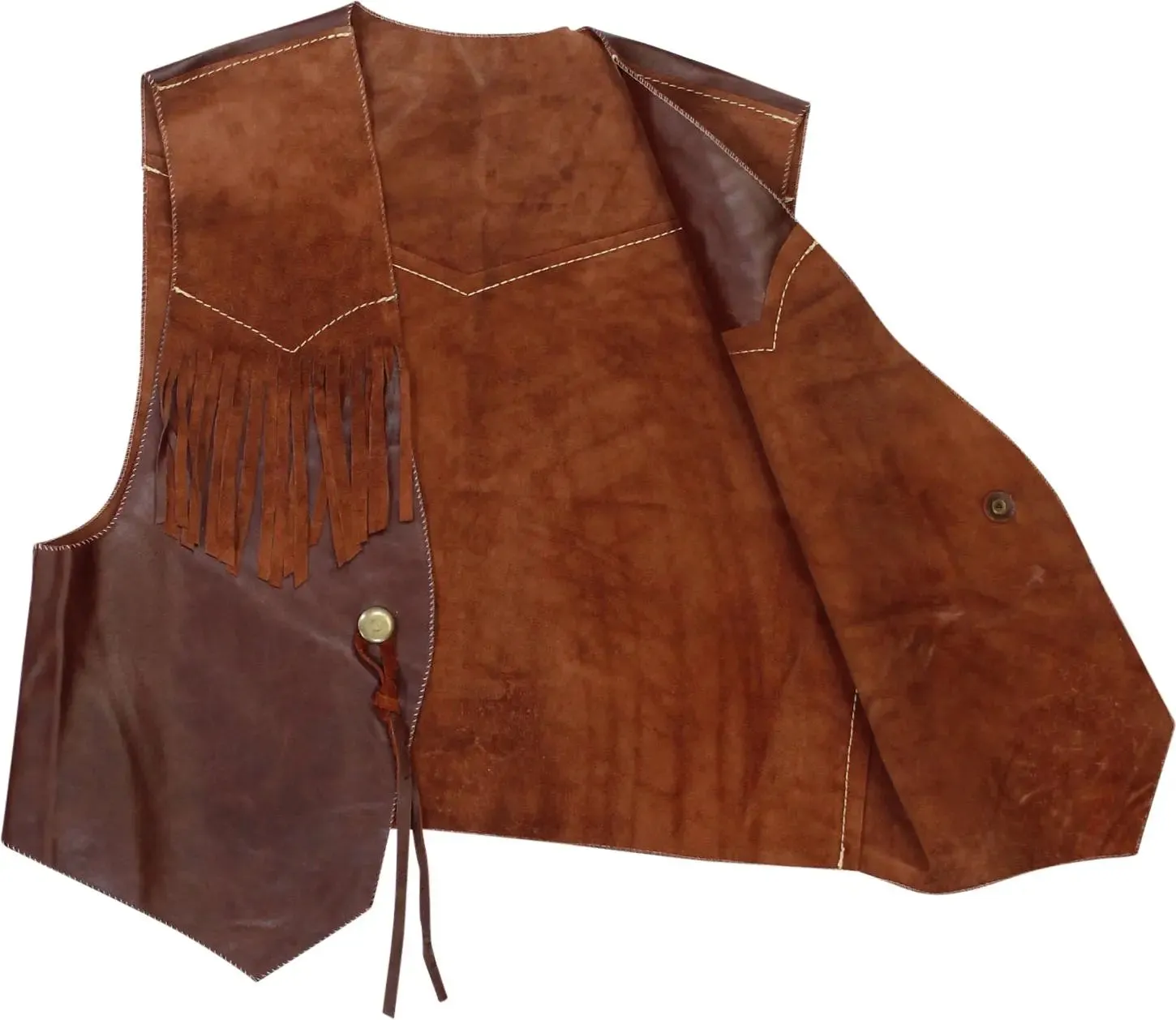 Brown Leather Sleeveless Vest | ThriftTale