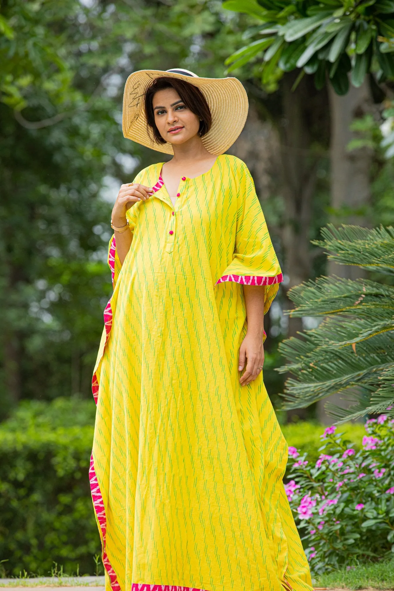 Canary Yellow Maternity & Nursing Kaftan Dress