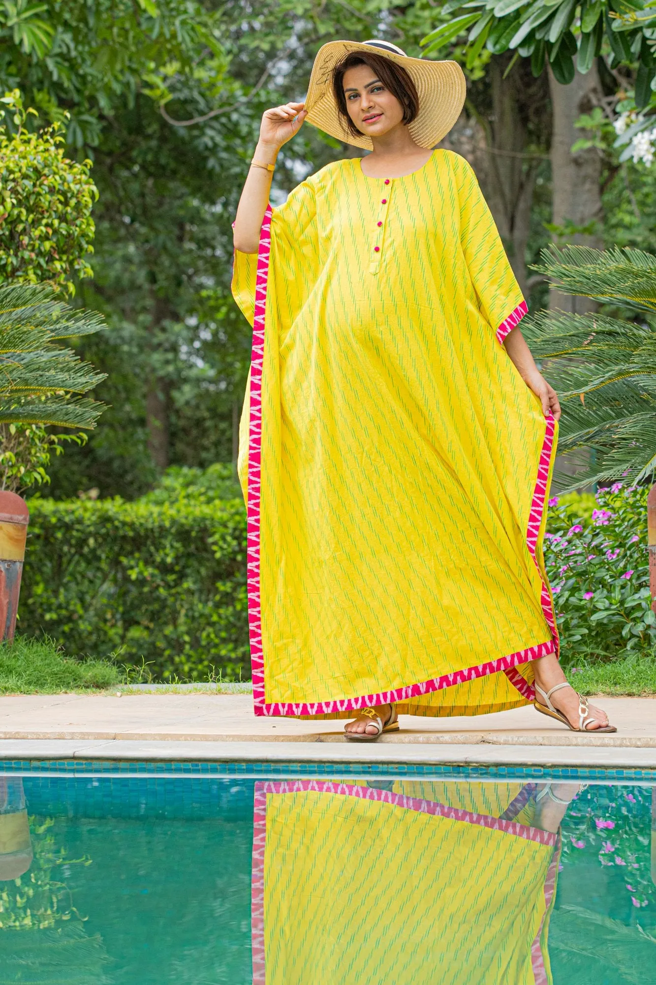 Canary Yellow Maternity & Nursing Kaftan Dress