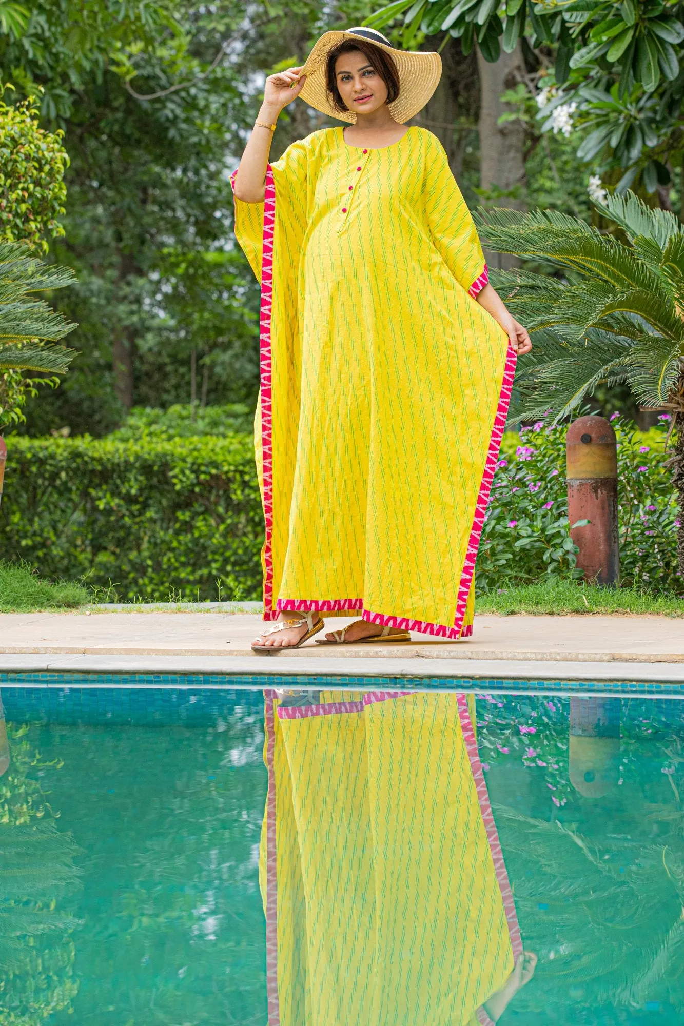 Canary Yellow Maternity & Nursing Kaftan Dress