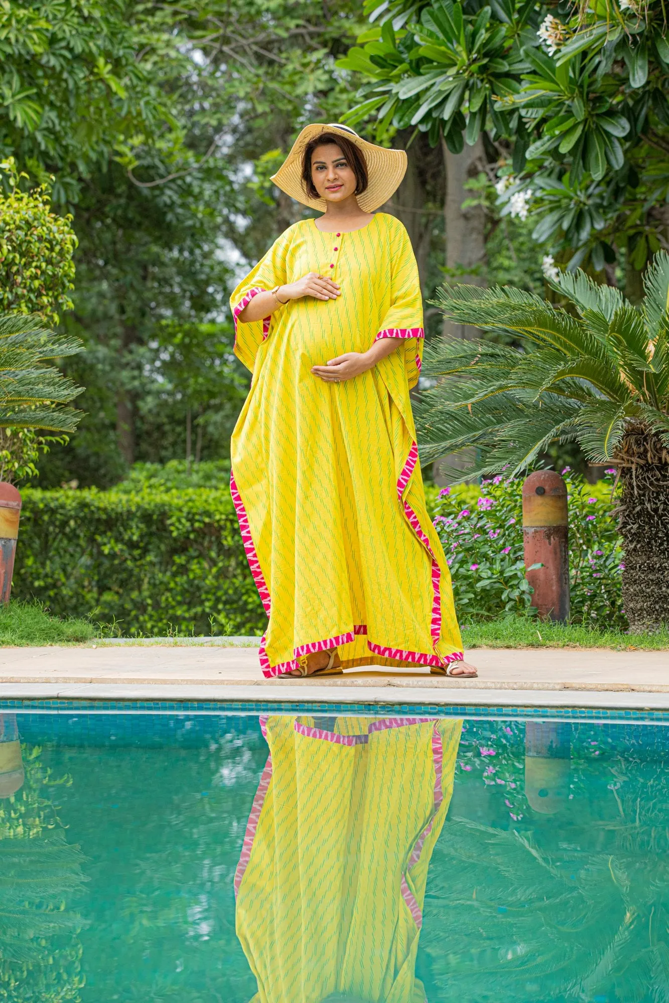 Canary Yellow Maternity & Nursing Kaftan Dress