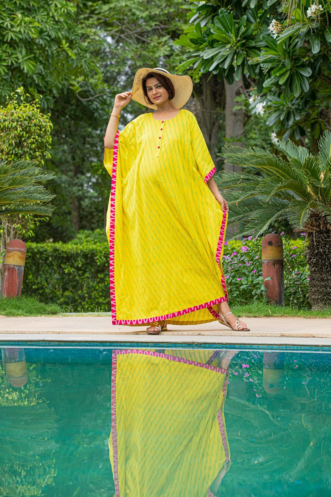 Canary Yellow Maternity & Nursing Kaftan Dress